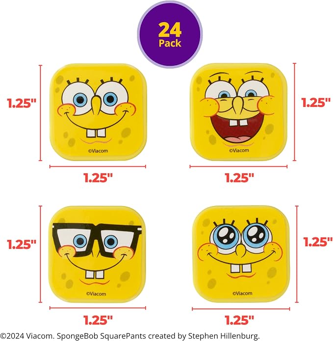 DecoPac SpongeBob SquarePants™ Mood Faces Rings, SpongeBob Cupcake Decorations Featuring SpongeBob SquarePants, Yellow - 24 Pack