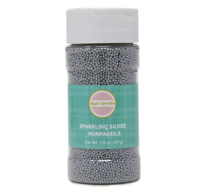 Mystic Sprinkles Sparkling Silver Nonpareils 3.8oz Bottle
