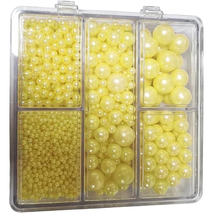 Edible Yellow Pearl Sprinkles for Cake Decorating, Mixing 4 Sizes Sugar Cupcake, Ice Cream, Donuts, Macaron Toppings Supplies 90g/ 3.17oz