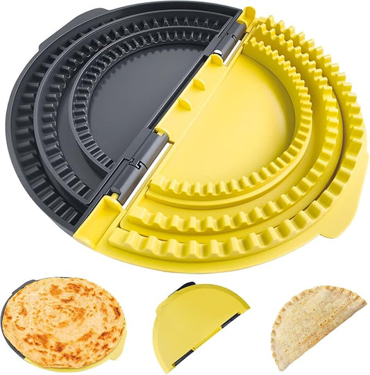 Tortilla Crimper and Sealer, 3-in-1 Multi-Size Pastry Crimper for Pie Crust, Empanada, Quesadilla, Tacos, Hand Pie Maker - 10”, 8”, 6” Molds | BPA-Free, Detachable, Dishwasher Safe Kitchen Gadget