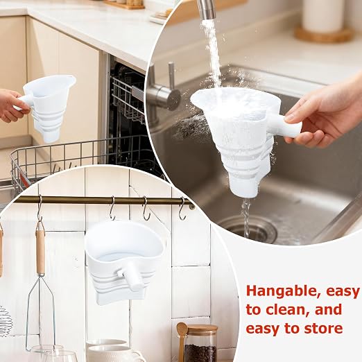Flour Funnel Attachment for KitchenAid Stand Mixer, Hands-Free No-Spill Pouring Shield for Tilt-Head 4.5 & 5 Qt Bowls (KSM150), Dishwasher Safe Baking Accessory for Dry & Liquid Ingredients (Soft)
