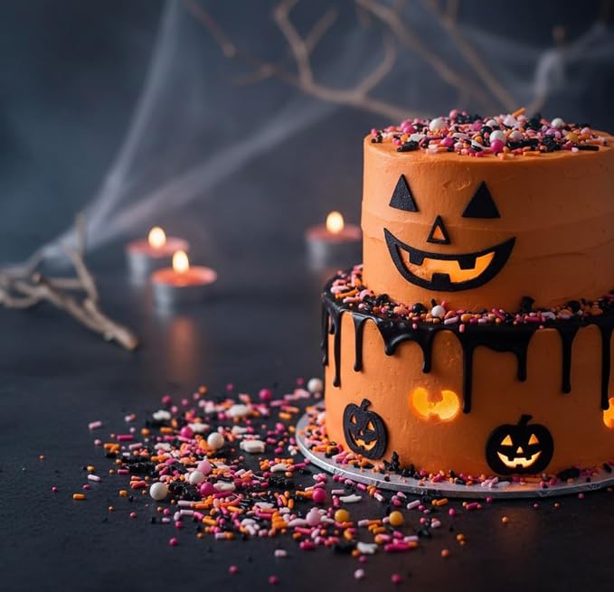 Manvscakes Sprinkles - Themed Sprinkles for Cake Decorating, Sprinkle Mix for Cookies, Ice Cream, Fondant Cake, Caramel Apples, Cupcakes & Other Desserts, Assorted Halloween Sprinkles, 4 oz