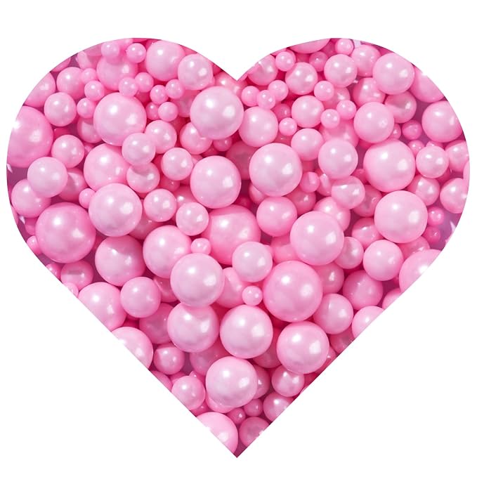 Pink Pearl Sprinkles for Cake Decorating,130g,Edible Sugar Pearls for Baking,Mix Size,Cake Topper,Cupcake Cookie Decorating,Ice Cream Dessert Decorations,Wedding Birthday Supplies