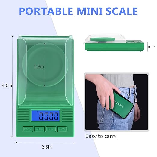 Fuzion Digital Milligram Scale 50g/0.001g, Powder Scale 6-in-1 Kit | Includes Soft Carry Bag, 50g Calibration Weight, Battery, Milligram Scale for Capsule Filling, Supplement, Reloading, Jewelry
