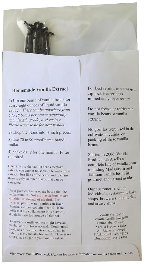 10 Tahitian Extract Grade B Vanilla Beans 4~6" by Vanilla Products USA