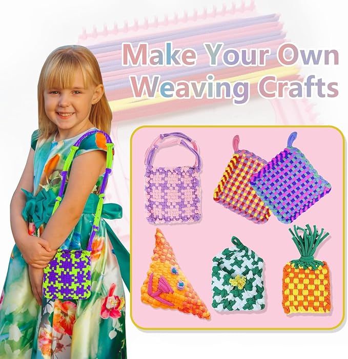 Weaving Loops for Potholder Loom, 12 Vibrant Colors Nylon Refill Kit, DIY Craft Gift Set for Girls and Boys, Compatible with 7 and 10 Inch Weaving Looms
