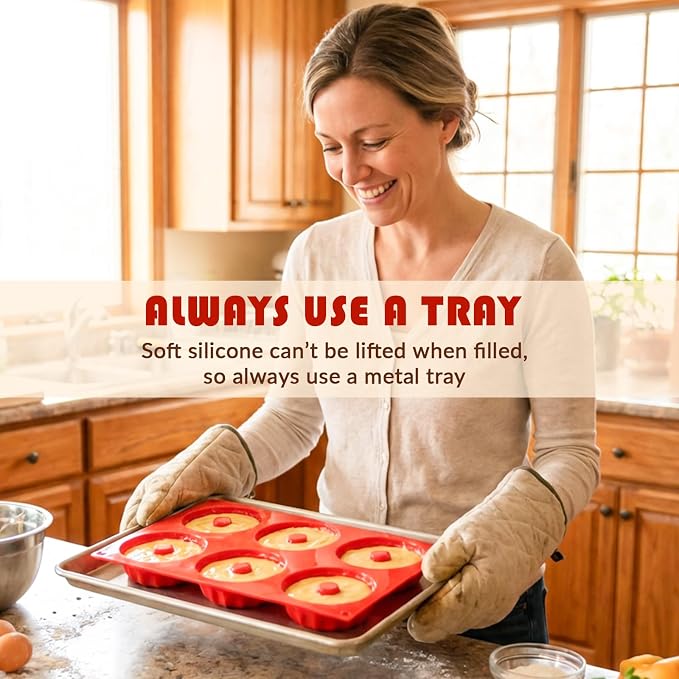 HKMTT Small Silicone Bundt Pan, Mini Fluted Tube Rum Cake Baking Molds, 6 Cavities 2 Pack BPA Free Oven Safe Food Grade Non Stick Moulds