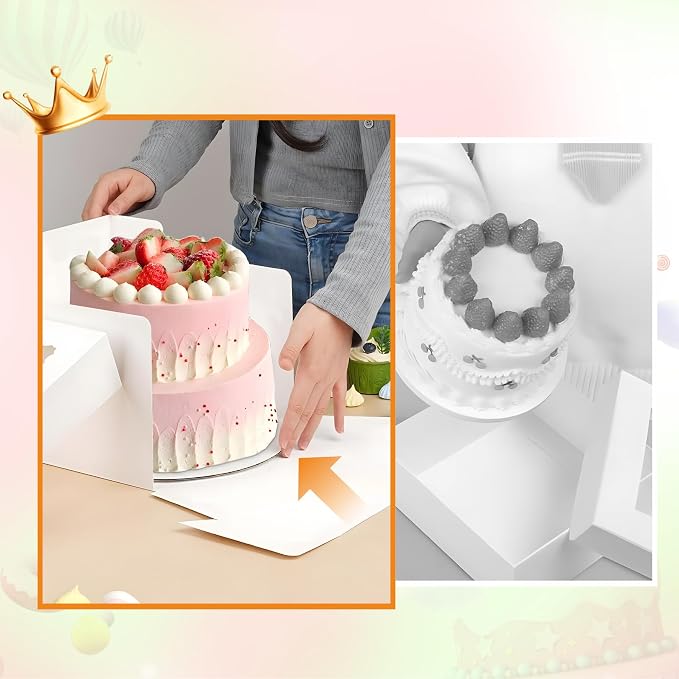 15pcs Cake Boxes, 10x10x8 Inch Cake Box With Viewing Window and Cake Board and Stickers, Tall Cake Box, Suitable for Birthday, Party, Wedding, Banquet