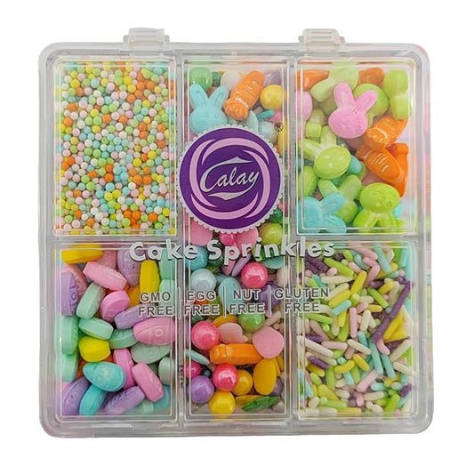 Easter Sprinkles for Cake Decorating, Spring Rainbow Sprinkles, Edible Bunny Carrot Sprinkle with Easter Egg Jimmies Nonpareils Sugar Pearl Mix for Baking Cookies Ice Cream Topping Cake Cupcake Toppers