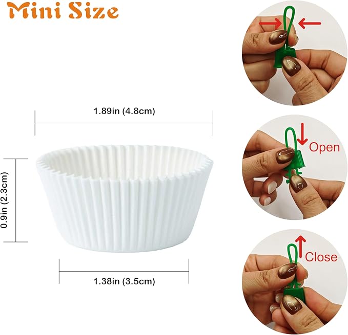 Mini Cupcake Liners 500 pcs White Mini Muffin Liners, Food&Grade,Greaseproof Paper Baking Cups, for Christmas/Halloween Party by GoldenBakeryFamily