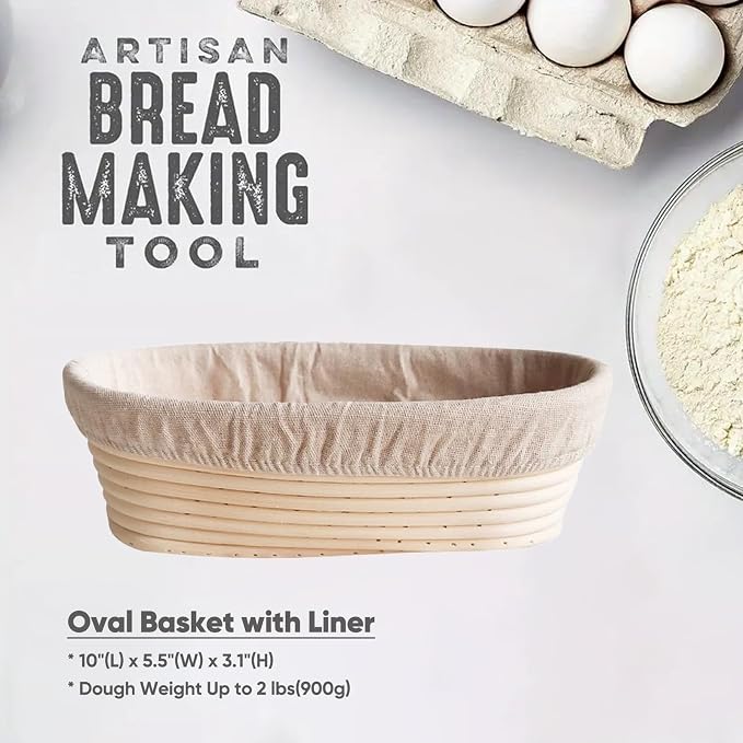 Boxed Sourdough Starter Feeding Jar Kit with Oval Proofing Basket and Bread Making Tools Bread Making Accessories