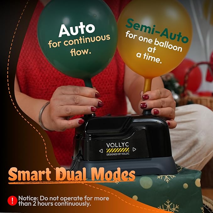 Balloon Pump Electric, Dual Nozzle Balloon Inflator Air Pump, Fast & Easy Inflation for Party Decorations, Birthday, Wedding, Baby Shower – Lightweight, Portable Balloon Blower Machine