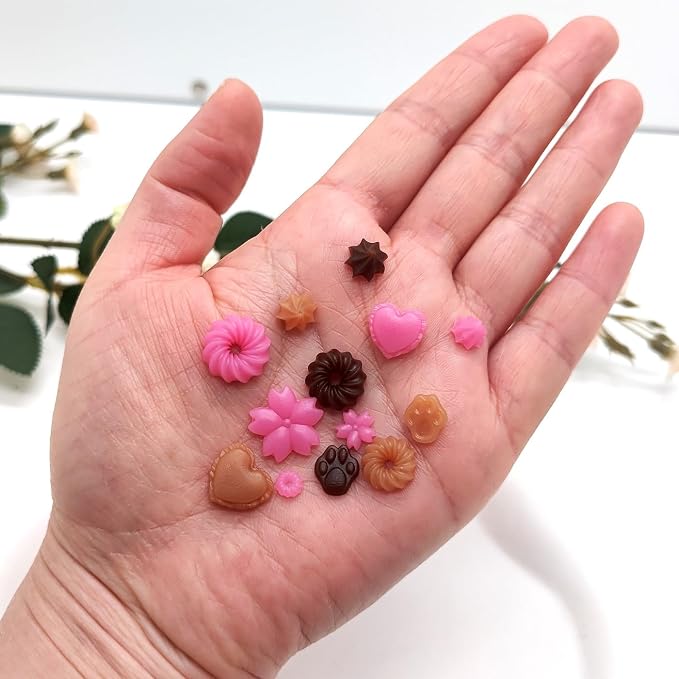 CoolDIY 3D Multipurpose Mini Silicone Mould Set: Heart, Donut, Cherry Blossoms, Multiple Designs - Perfect for Clay Crafts, Nail Art Decor (5Pcs Group3)
