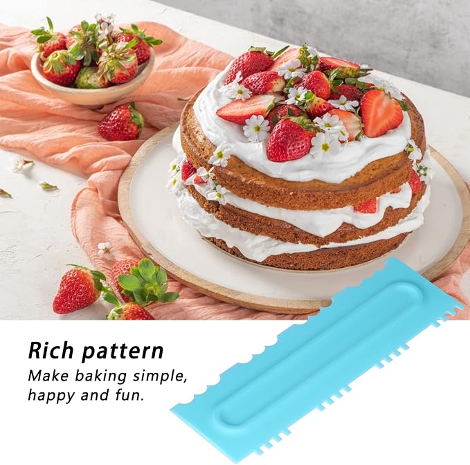 aqxreight Cake Scraper Cake Smoother, DIY Cream Dough Scraper Combs Fondant Cake Cutter Pattern Modeling Tool Fit for Home Kitchen Bakery Cake Decorating Kit (A set (12 pieces))
