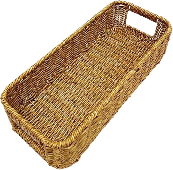 Wicker Storage Basket, Wicker Baskets for Storage for Fruit Vegetables Food Serving, Washable Rattan Basket for Bathroom Living Room Pantry, Woven Baskets for Home Organization and Decoration,Small