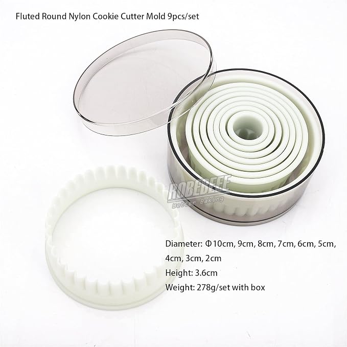 Multi-Shape Nylon Cookie Molds Round Square Star Plastic Geometry Biscuit Cutter Dough Mousse Bread Slicer DIY Bakery Utensils (Fluted Round)