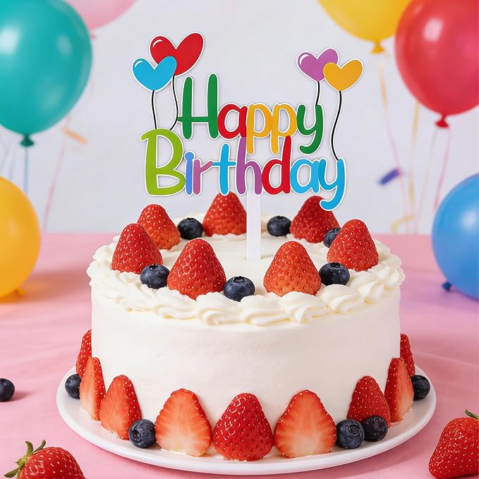 Acrylic Happy Birthday Cake Topper Durable Reusable Perfect for Birthday Cakes, Cupcakes, Dessert Tables Ideal for Kids Adults Birthday Celebrants (Colorful)