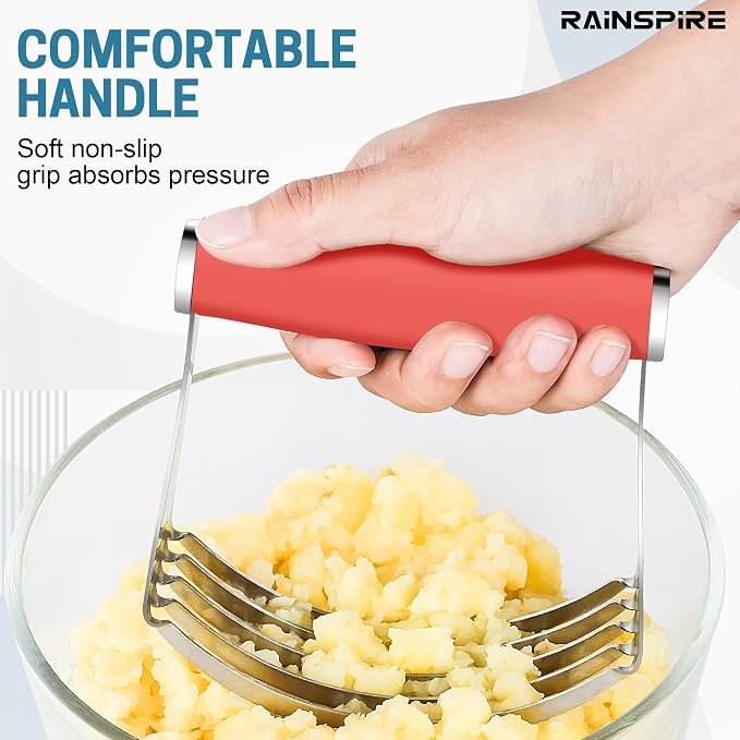 Rainspire XL Pastry Cutter For Baking, Heavy Duty Pastry Blender Stainless Steel, Thick Sharp Blades Dough Blender, Dough Cutter Butter Cutter Pastry for Easy Mixing, Dishwasher Safe, Coral