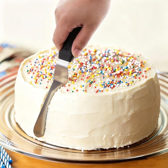 Stainless Steel Offset Spatula Frosting Smoother Cake Spatulas, for Cake Decorating, Angled Icing Spatula Set with 6" & 8" Blade, Baking, 2 pack