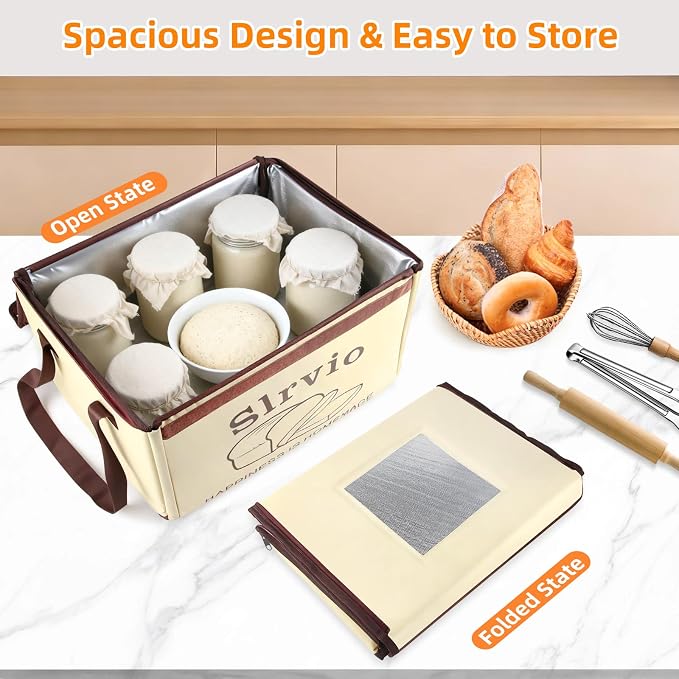 Foldable Bread Proofing Box with 50–113℉ Temperature Control & 12H Timer, Bread Proofer Warming Box with Metal Rack, for Sourdough, Pizza, and Yogurt