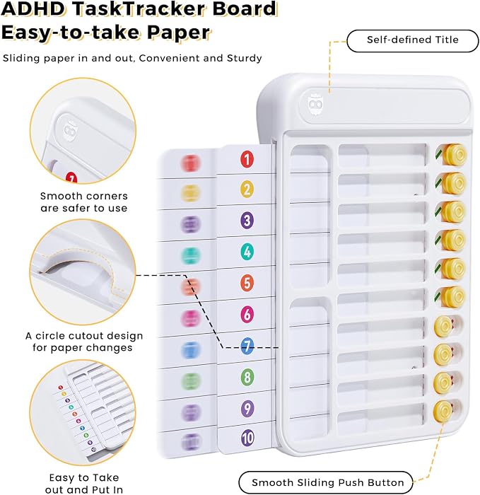 Chores Chart for Kids to Do List Checklist Chore Board ADHD Tools Magnetic Chore Chart with Sliders and Magnetic Marker for Fridge 2PCS White Chore Chart