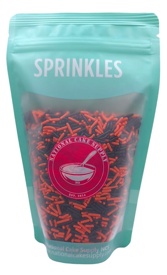 NCS Orange & Black Jimmies Edible Sprinkles – Cupcake, Cake & Cookie Decorations, 7 oz