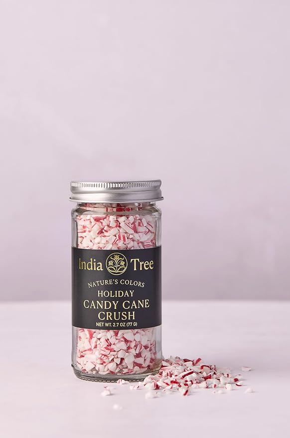 India Tree Nature’s Colors Cake Decorations Candy Cane Crush Sprinkles in Glass Jar, Plant-Based Food Coloring, Non-GMO, No Artificial Dyes, Baking and Dessert Topping, 2.7 oz