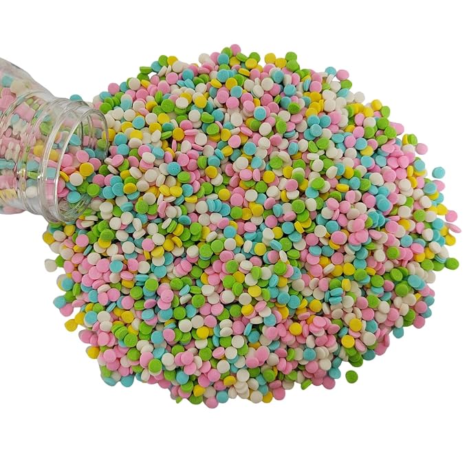Easter Round Sprinkles, 4mm Edible Rainbow Sprinkles, Confetti Cake Decorations, Round Sprinkle for Cupcake Toppers, Cake Decorating, Baking Cookie Toppings, Birthday Party Supplies