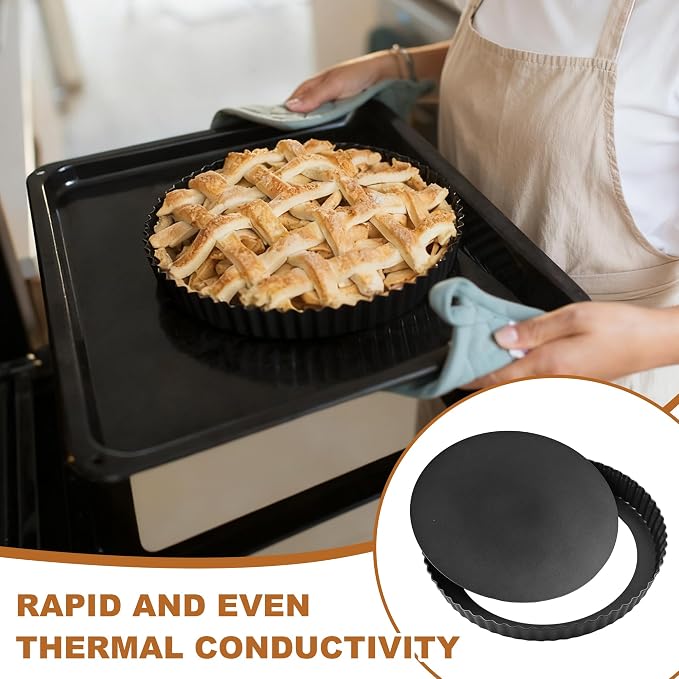 6 Pcs Tart Pan with Removable Bottom, Nonstick Pie Pan 11/9/4/3In, Fluted Quiche Pan Carbon Steel for Baking Pie Cheesecake Pizzas