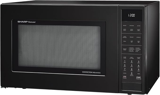 SHARP SMC1585KB Convection Countertop Microwave Oven with Removeable 15.4" Carousel Turntable, 1.5 Cubic Feet, 900 Watt, Sensor Cooking, Black
