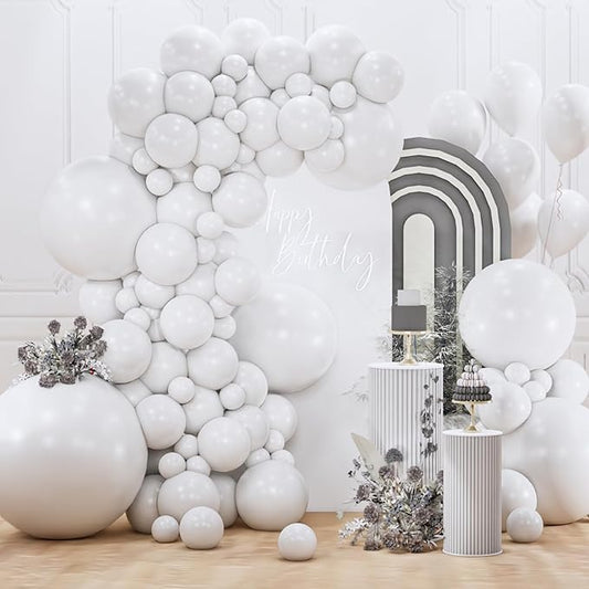 PartyWoo White Balloons 127pcs Different Sizes Pack of 36 18 12 10 5 Inch White Latex Balloon Arch Kit Garland for Wedding Bridal Shower Graduation Baby Shower Birthday Party Decorations White-Y13