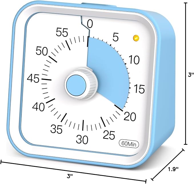 Visual Timer for Kids with Pause Function, 60 Minute Countdown Timer for Kids Desk Study, Teaching, Kitchen Cooking, Office Meetings, Time Management for ADHD (Blue)