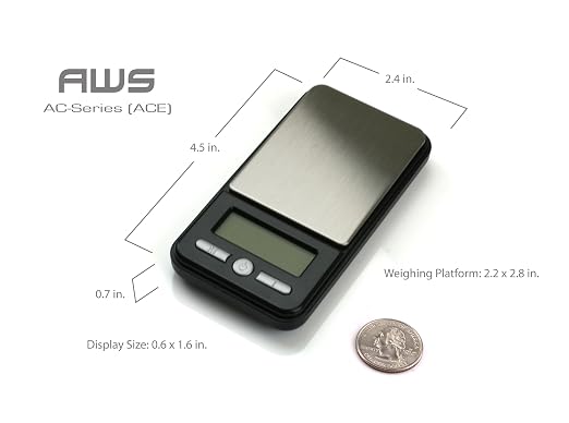 American Weigh Scales Digital Pocket Scale AC Series 650g x 0.1g | High Precision 0.1g Accuracy Mini Gram Scale for Kitchen, Lab, Jewelry, Coin Scale, Small Digital Gram Scale Portable Travel Scale