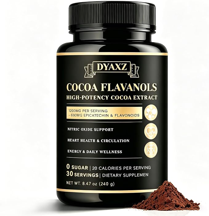 High Flavanol Cocoa Powder | 10x Concentrated Dark Cocoa Extract, Natural Flavonoids & Epicatechin, Plant-Based Superfood, Non-GMO, Vegan Friendly
