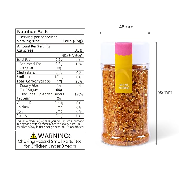 Gold Sprinkles for Cakes Decorating, Star Sprinkles Mix for Cupcake and Cake Toppers Edible Gold Stars Cake Decorations, Dessert Decoration
