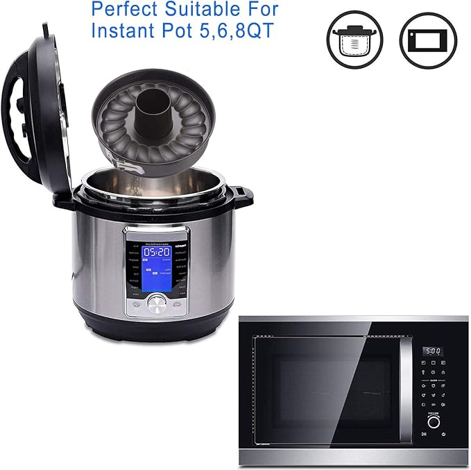 7 Inch Springform and Bundt Pans, Non-stick Cheesecake and Ice-Cream Cake Bakeware,Carbon Steel Tube Pan 2 in 1 with Removable Bottom and Quick-Release Latch for 5,6,8 QT Instant Pot Gray