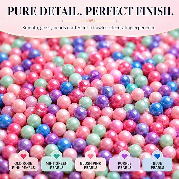Confect Pearl Sprinkles | Assorted pack of 5 Funky Disco Sprinkles | Baby Shower Mix Hot Pink, Purple, Blue, Teal & Baby Blue Pearl Disco Ball Dragees - Vegan, Gluten-Free, Nut-Free, Soy-Free, Dairy-Free, Palm Oil-Free, No Artificial Dyes - 5 Oz