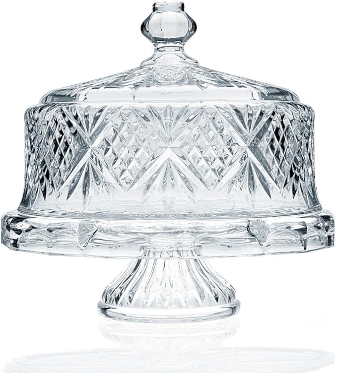 Godinger Dublin Crystal Cake Plate with Dome Cover