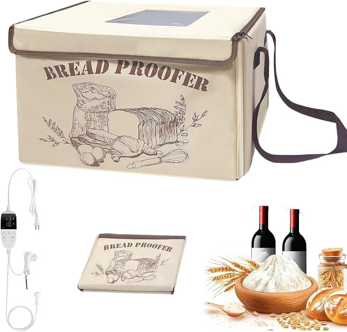Bread Proofing Box,Folding Dough Proofing Warming Box with 50-113℉ Temp Control & 12h Timer, Proofer Oven for Sourdough, Bread Baking, Pizza, Yogurt, Kombucha, 5-Layer Fabric