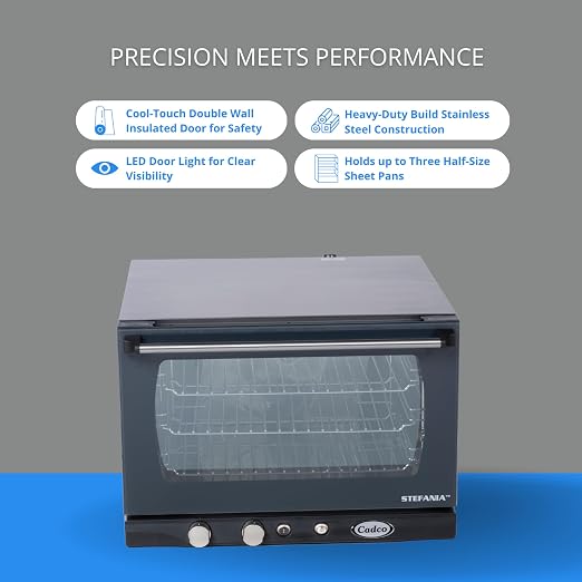 Cadco XAF-113 Heavy-Duty Countertop Convection Oven with Manual Controls and Humidity, Stainless Steel, NSF, 120v, For Commercial Use, 120 lbs.
