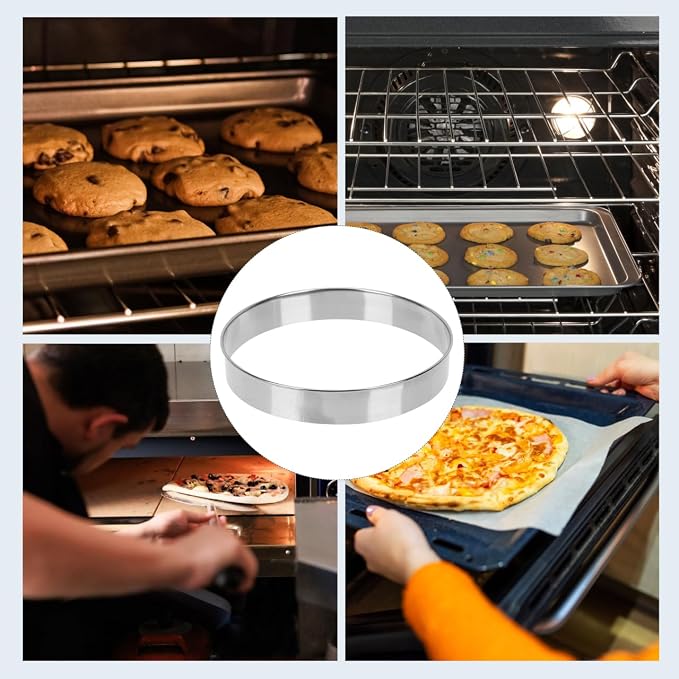 10 Inch Crumpet Rings, 10.6 x 1.2 in Cake & Pastry Rings, Stainless Steel Double Rolled Tart Nonstick Accessories for English Muffin, Dough Cutting, Egg Tart, Pizza, Pancake Baking Cooking