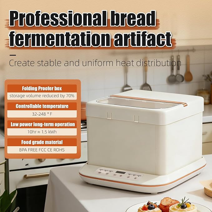Folding Bread Proofer & Slow Cooker, 25L Capacity Digital Temp Control 32-248F, Dough Fermentation Box for Sourdough Bread Pizza Yogurt Home Baking
