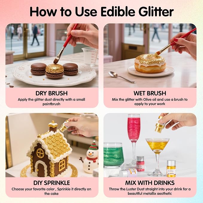 Edible Red Glitter for Drinks,Food Grade10g,Red Sprinkles Cake Decorating,Edible Luster Dust for Cocktail Beverages,Food Coloring Shimmer Powder for Baking,Cake Cupcakes Cookies Drinks Candy Strawberries Decorations,Holidays,4th of July Birthday Patrio...