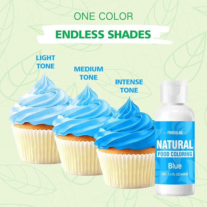 Blue Natural Food Coloring - Pandalab 40mL Plant-Based Concentrated Food Dye, No Artificial Dye, Vegan Edible Color for Baking, Cake Decorating, Icing, Frosting, Cookies, Candy, 1.4 Fl Oz