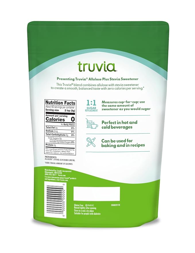 Truvia Allulose Plus Stevia Sweetener Pouch, 17 oz.
