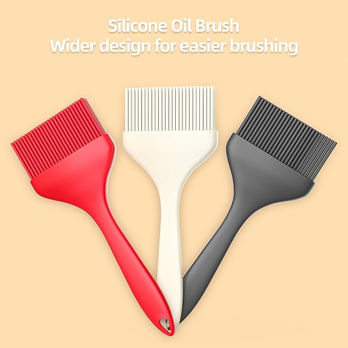 Large Silicone Basting Pastry Brush - 3.54inch Extra Wide Silicone Basting Brush for Grilling,Heat Resistant Brushes Spread Oil Butter Sauce for Cooking Baking BBQ,Dishwasher Safe,Set of 3