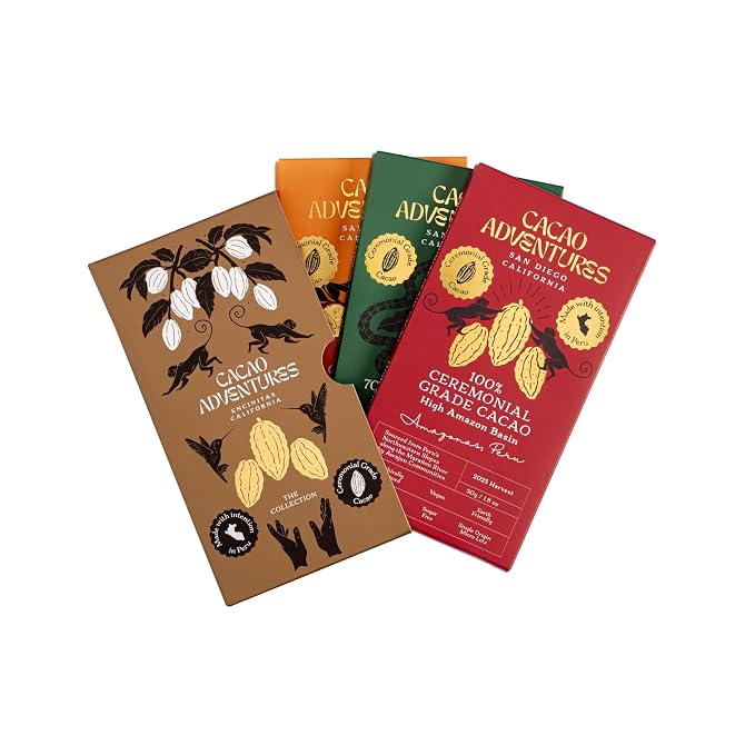 Cacao Adventures "The Collection" | Premium Chocolate Bars | 3 Flavors Sample Pack | Gift Set & Cacao Tasting Experience | 1.76 oz each (Pack of 3)