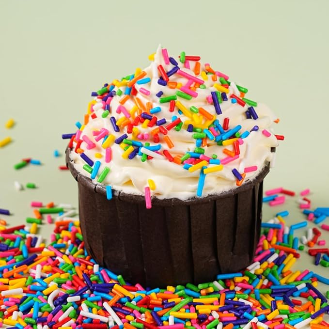 Edible Rainbow Sprinkles Bulk 16 oz Bulk Rainbow Jimmies for Ice Cream Dessert Toppings brownies Cookies, Cupcakes, Cake Decorating Birthday Baby Shower
