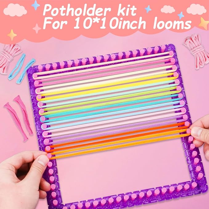 Disracker 804 PCS Potholder Loops, Stretchy Nylon Weaving Loom Loops Refill, Fits 7" Traditional & 10" PRO Looms, 12 Pastel Macaron Colors DIY Craft Kit for Kids & Adults