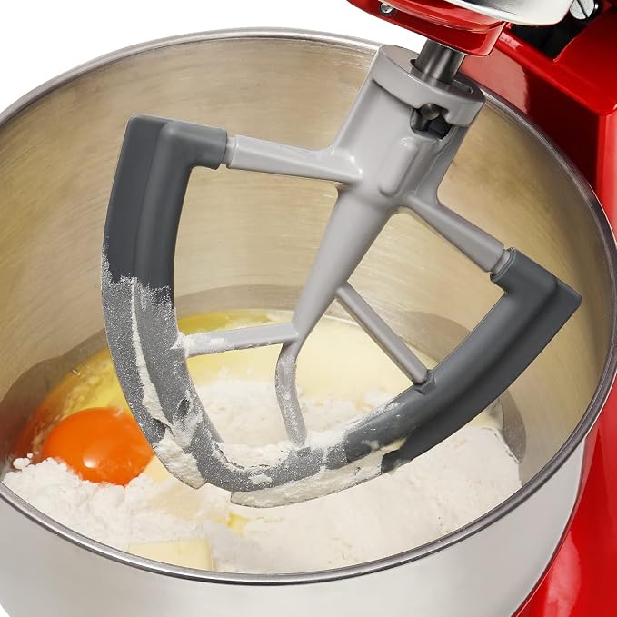 Flex Edge Beater for KitchenAid Tilt-Head Stand Mixer | 4.5-5 Quart Flat Beater Paddle with Flexible Silicone Edges Bowl Scraper, Grey